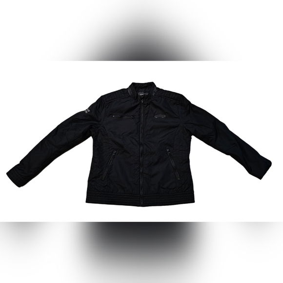 Land Rover Black Racing Driving Jacket Coat Women Sz 10 England Jaguar Nylon Zip - Picture 1 of 8